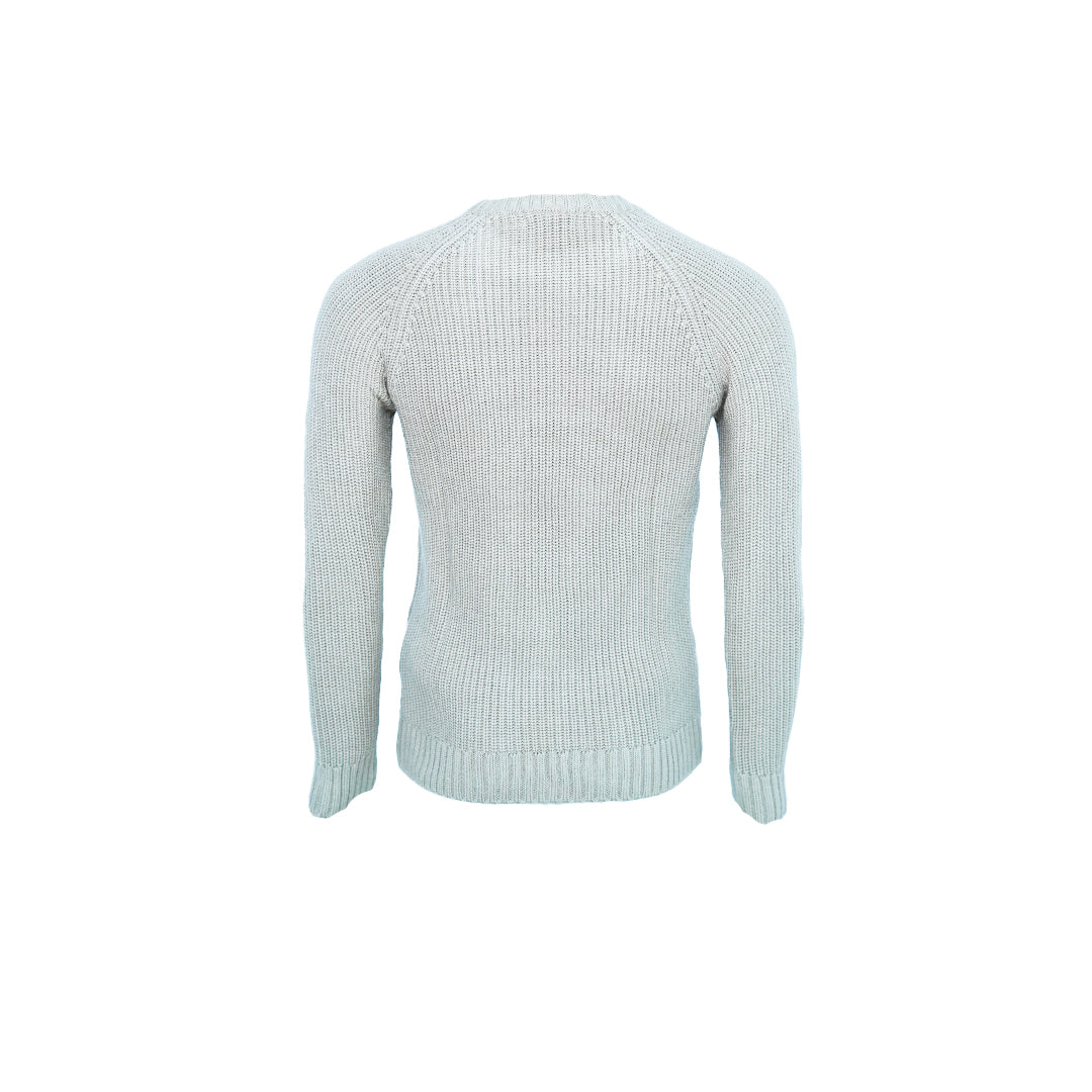 Men's Classic Fit Ribbed Crew Neck Sweater with Signature Logo
