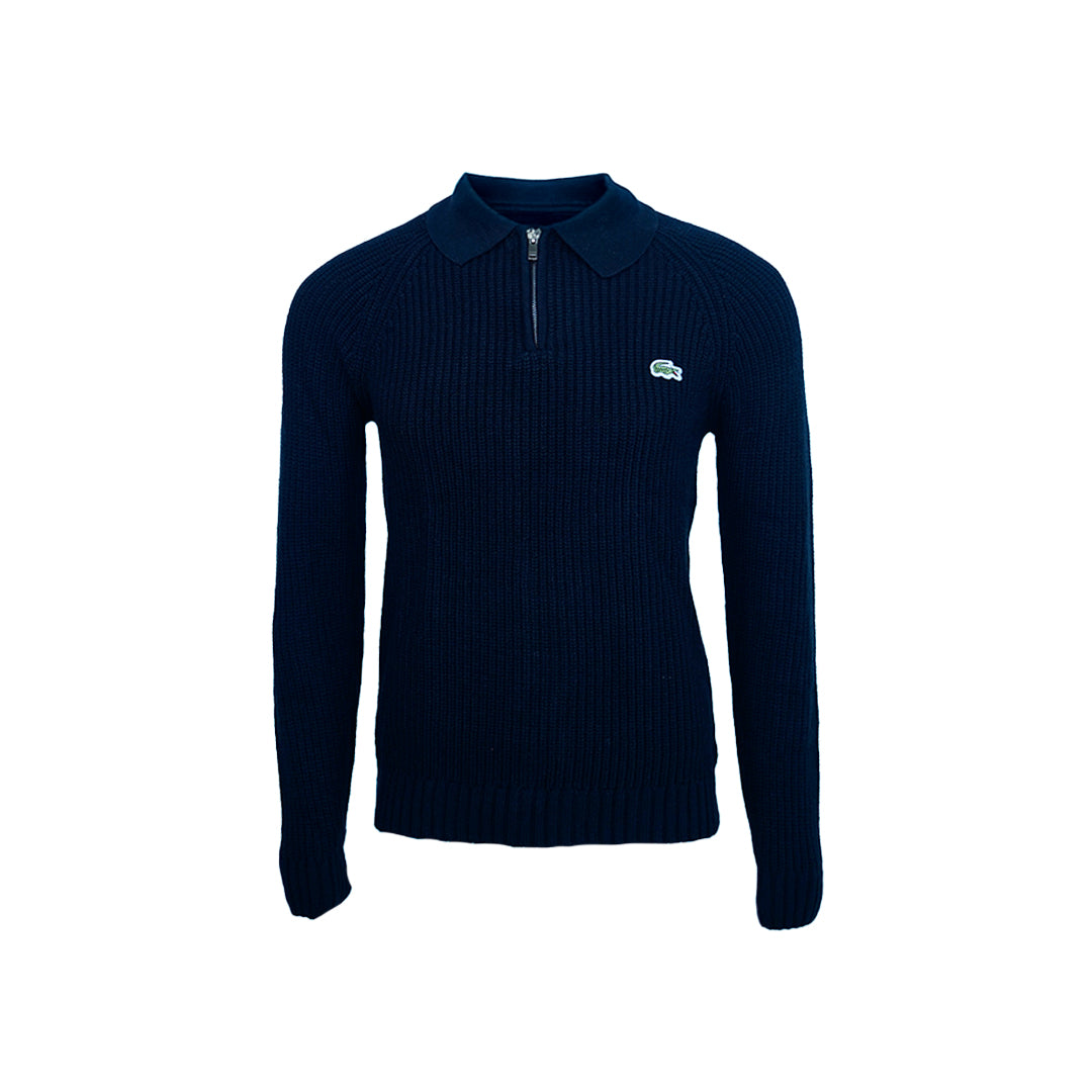 Classic Knit Raglan Sleeve Zip-Neck Pullover