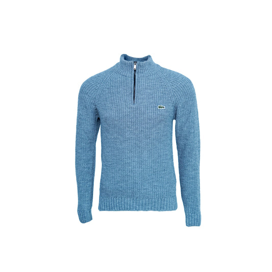 Classic Black Lacoste Quarter-Zip Ribbed Sweater