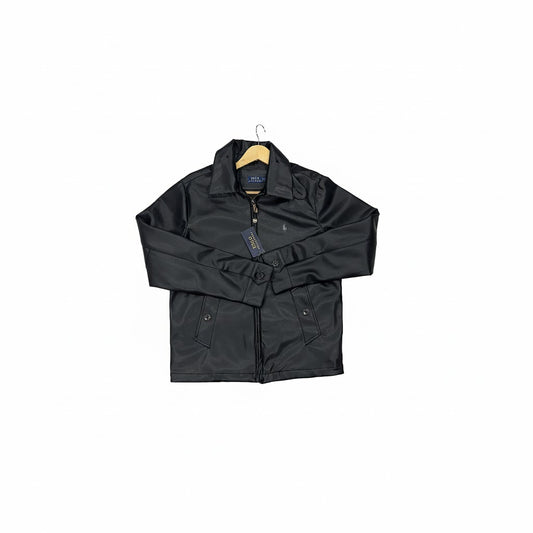 Faux Leather Zip-Up Jacket with Polo Tag