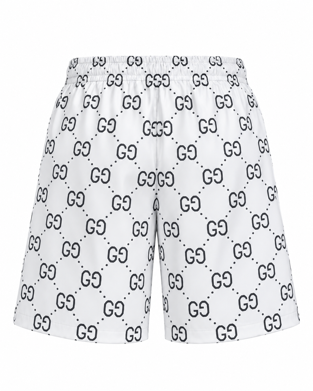 Men’s White Monogram Print Drawstring Shorts
