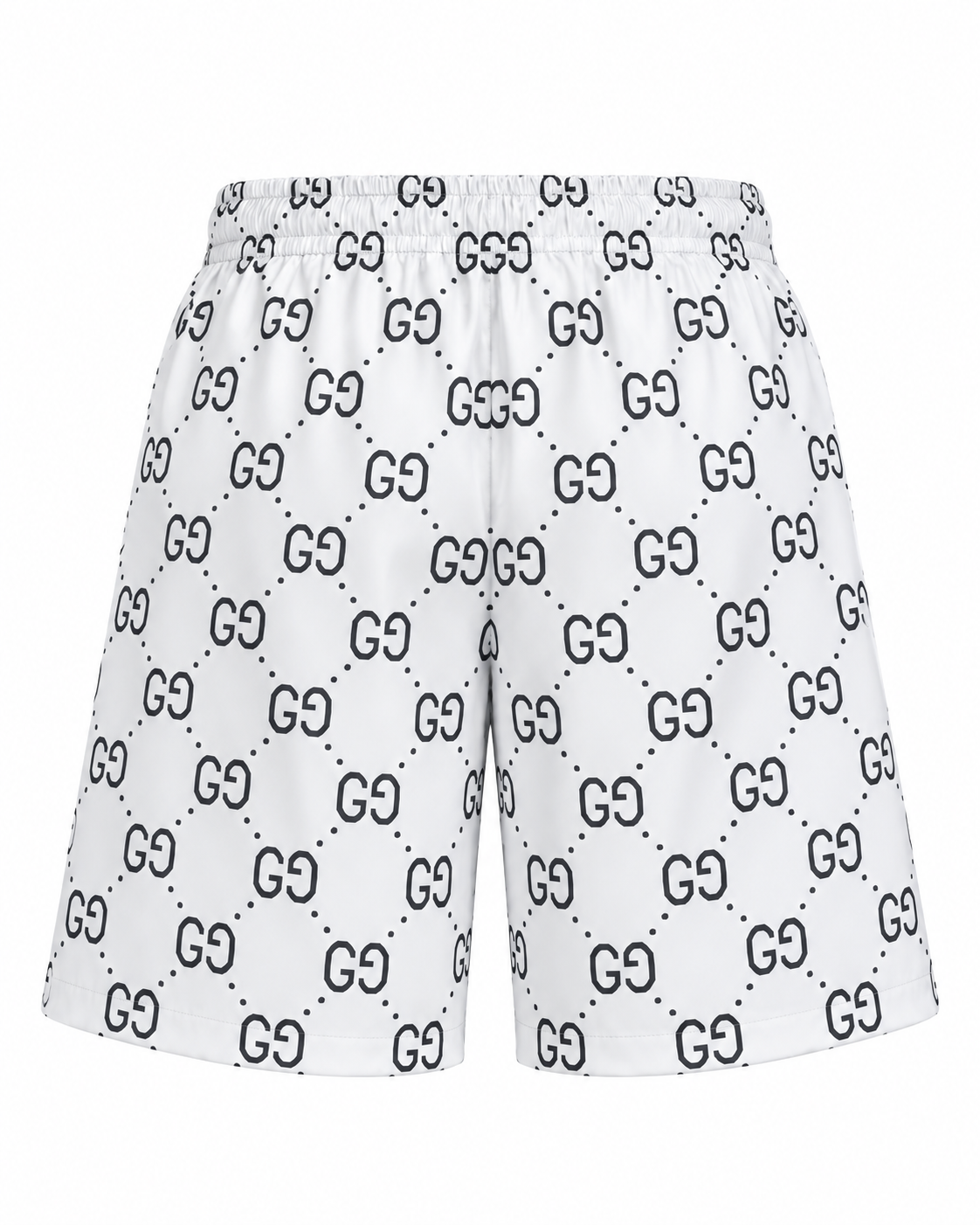 Men’s White Monogram Print Drawstring Shorts