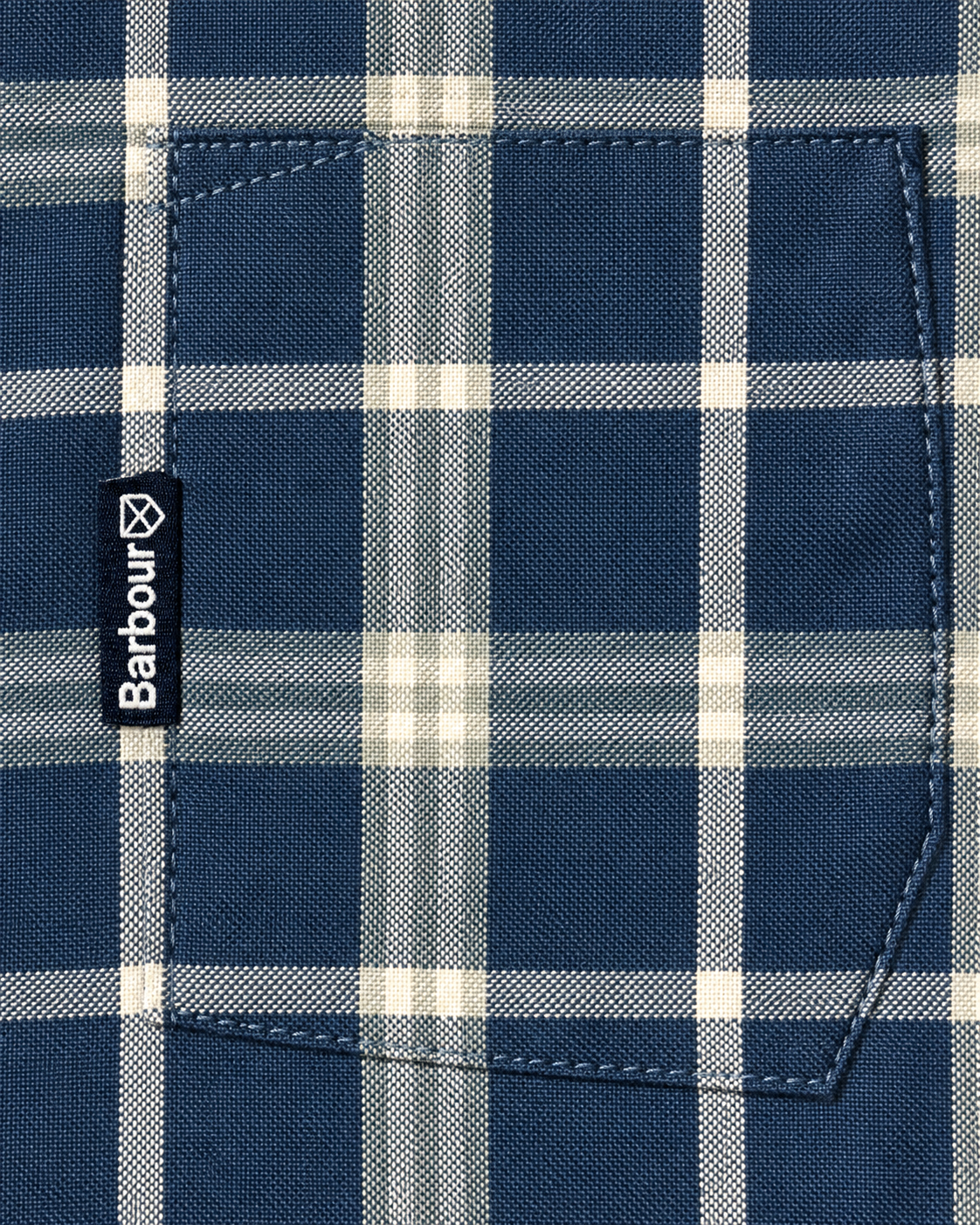 Men’s Navy Blue & White Checked Button-Down Shirt