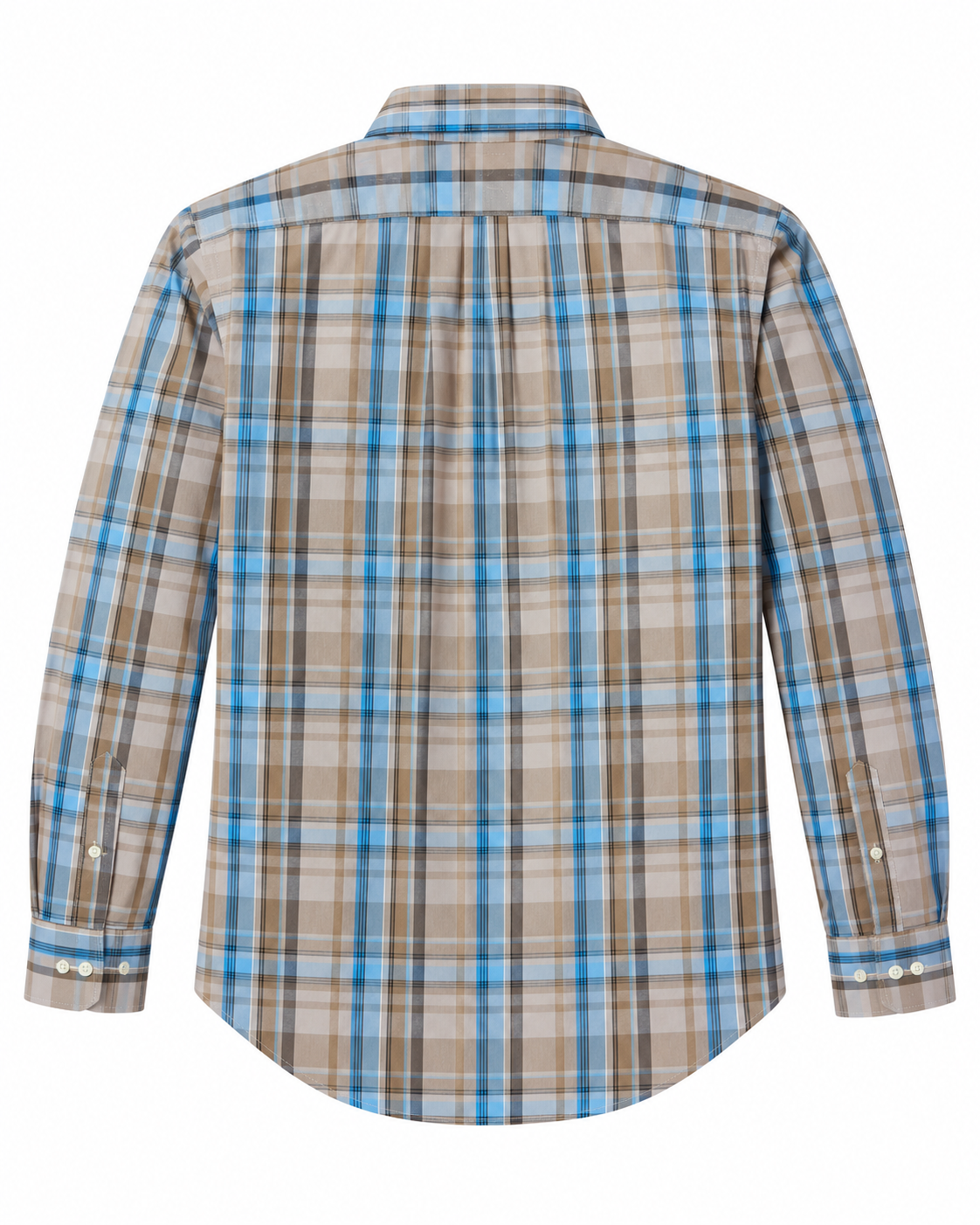 Men’s Beige & Blue Checked Button-Down Shirt