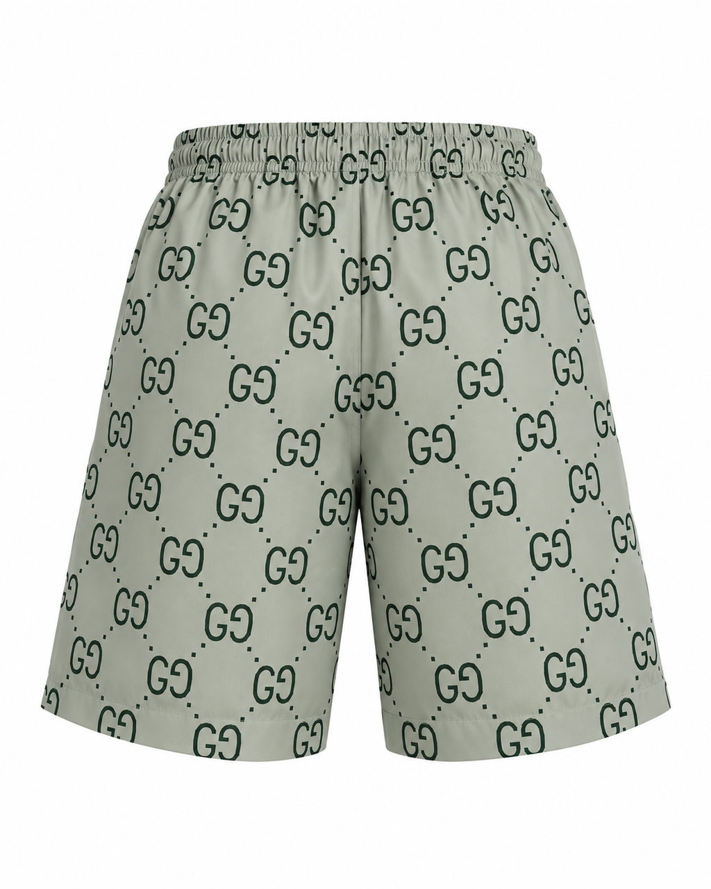 Men’s Sage Green Monogram Print Drawstring Shorts