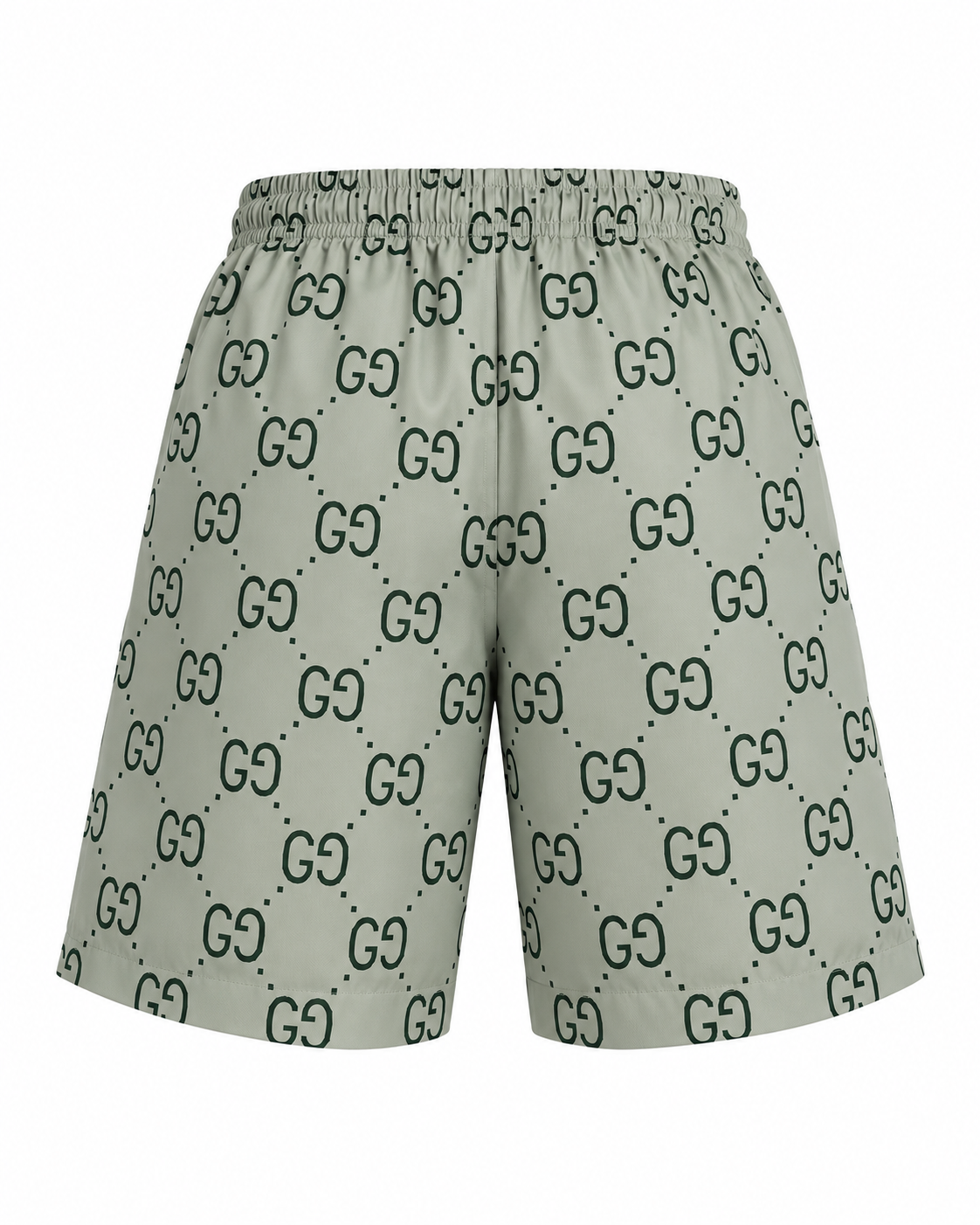Men’s Sage Green Monogram Print Drawstring Shorts
