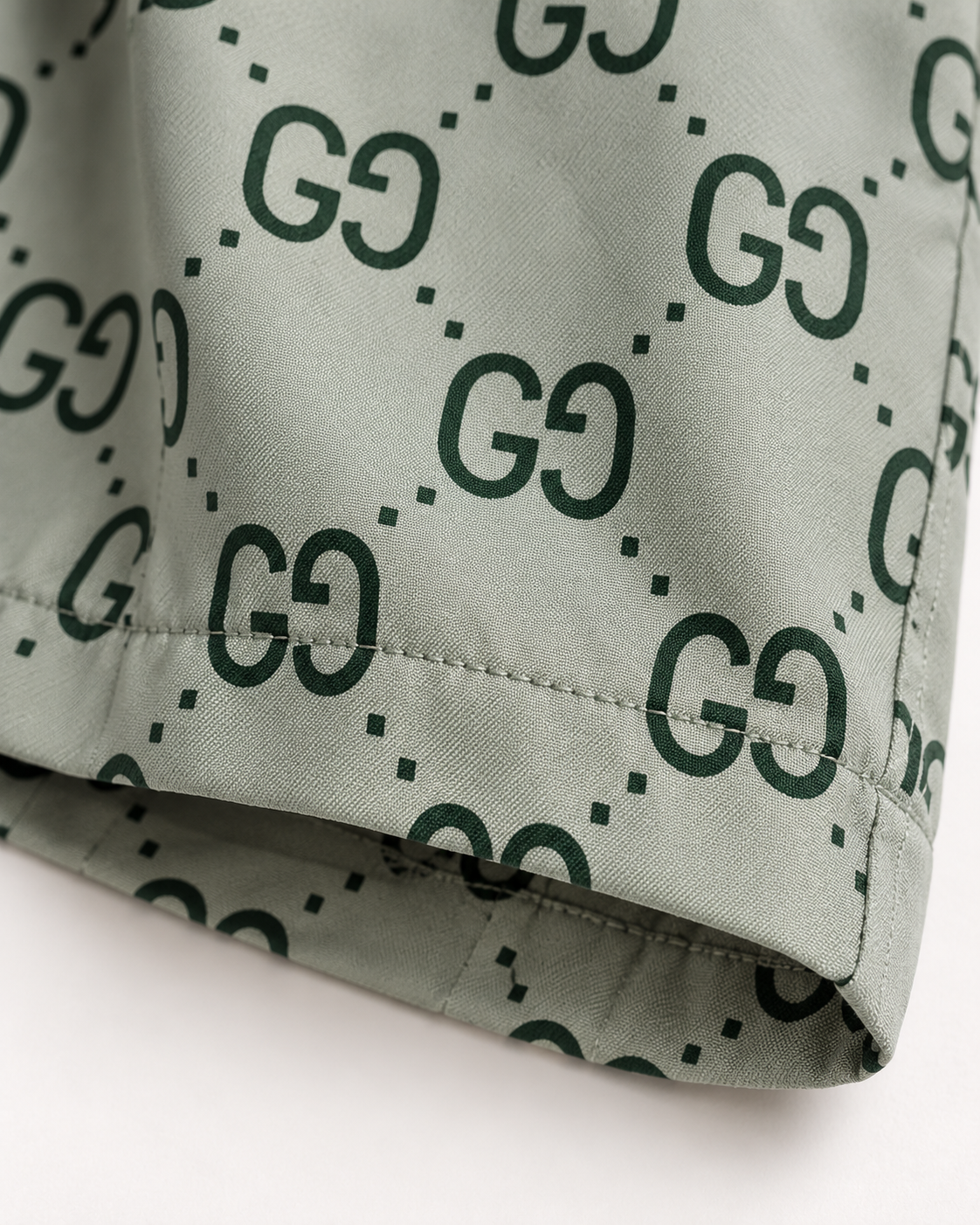 Men’s Sage Green Monogram Print Drawstring Shorts