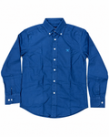 Men’s Royal Blue Long-Sleeve Button-Down Shirt with Embroidered Logo