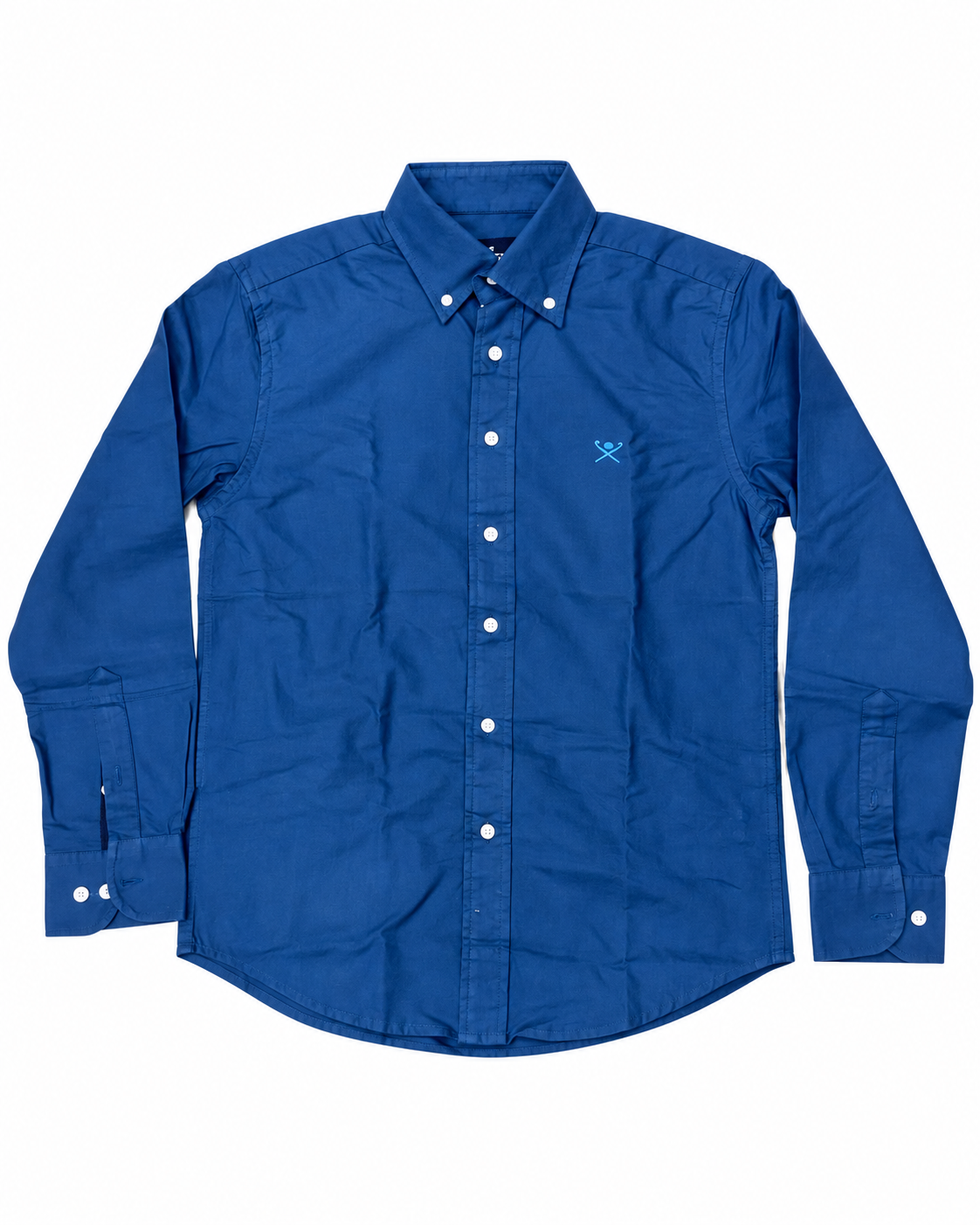 Men’s Royal Blue Long-Sleeve Button-Down Shirt with Embroidered Logo