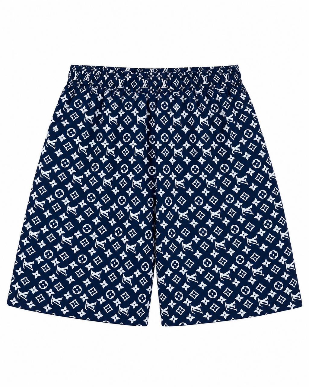 Men’s Navy Allover Monogram Print Shorts