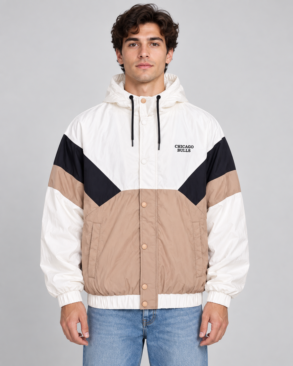 Premium Surplus Retro Color-Block Hooded Jacket
