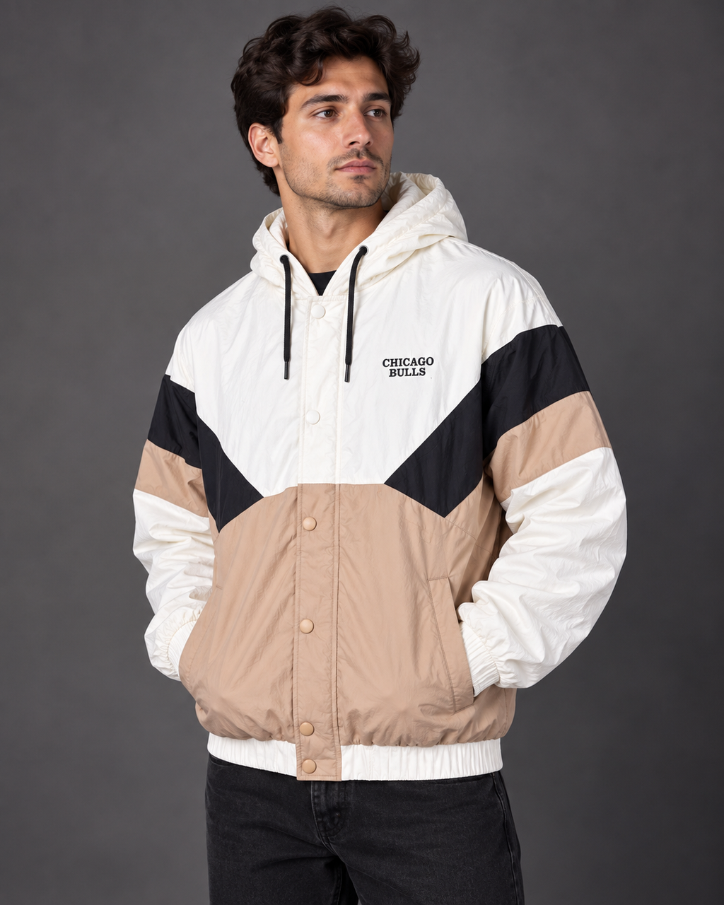 Premium Surplus Retro Color-Block Hooded Jacket
