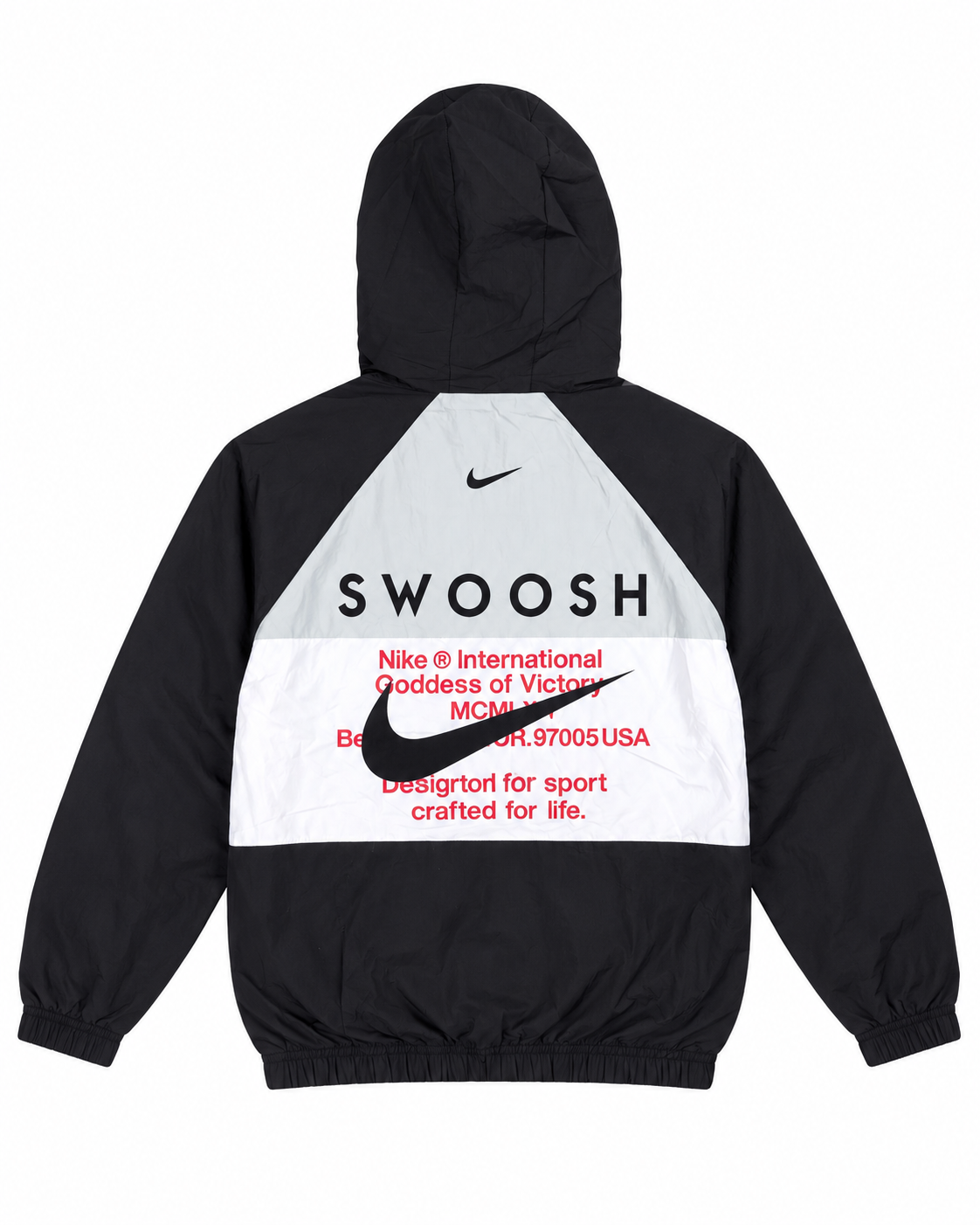 Premium Surplus Black & White Color-Block Hooded Windbreaker Jacket