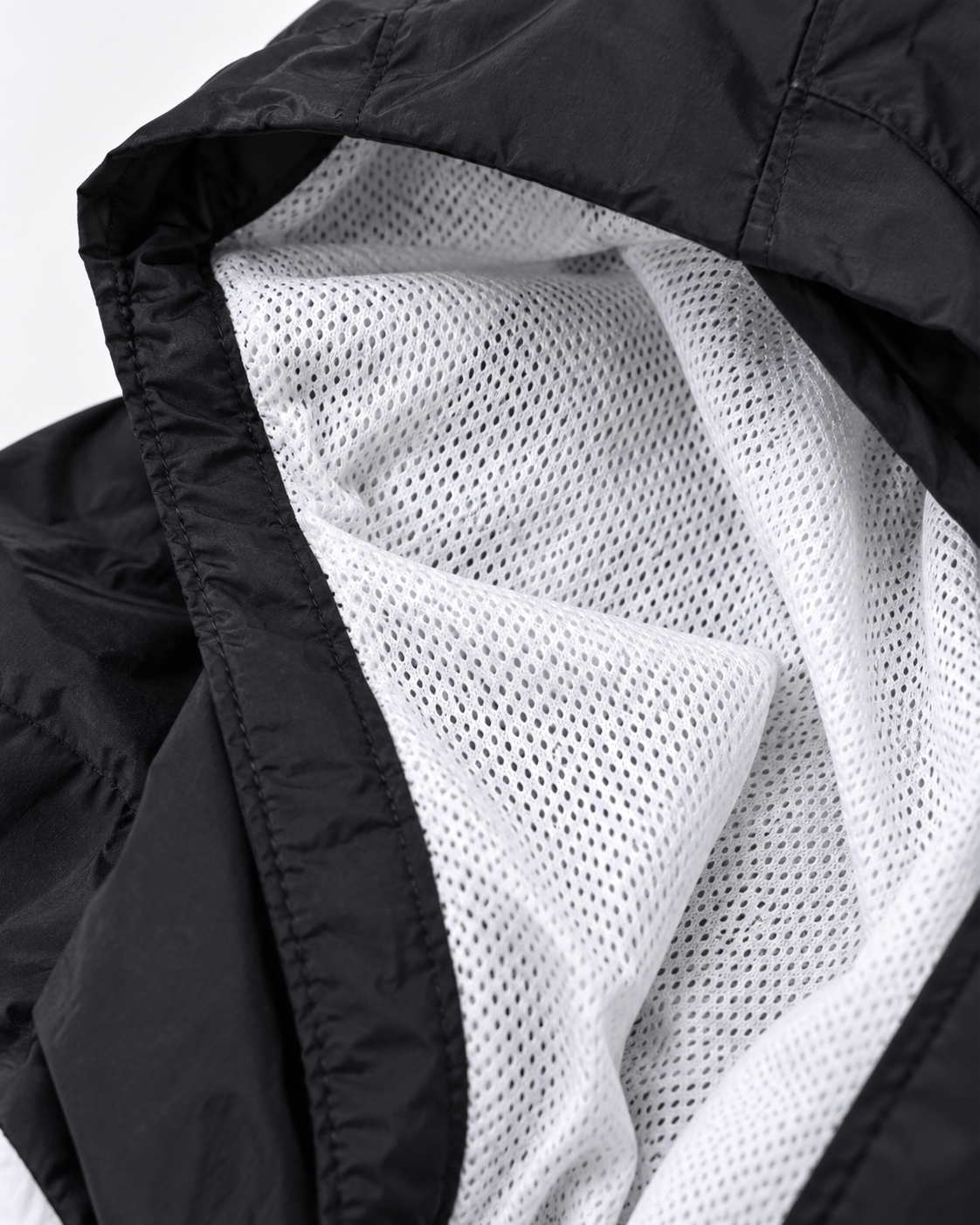 Premium Surplus Black & White Color-Block Hooded Windbreaker Jacket