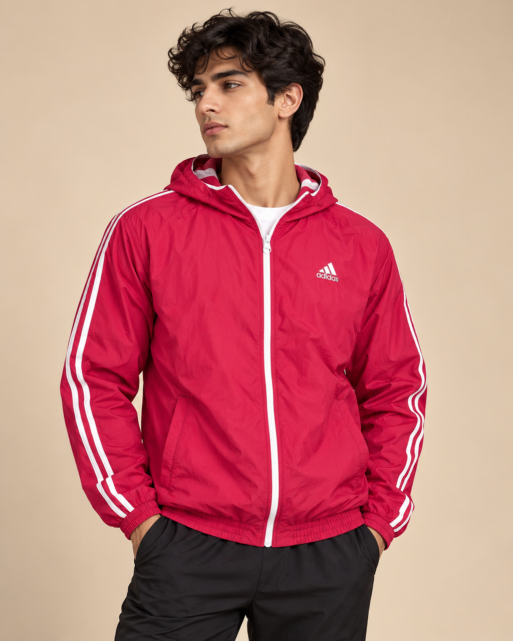 Premium Surplus Red & White Striped Lightweight Track Jacket