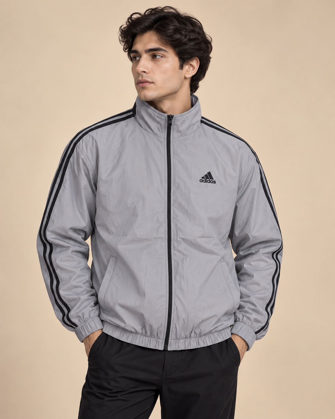 Premium Surplus Grey Striped Lightweight Track Jacket