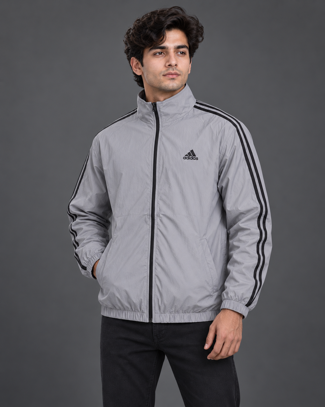 Premium Surplus Grey Striped Lightweight Track Jacket