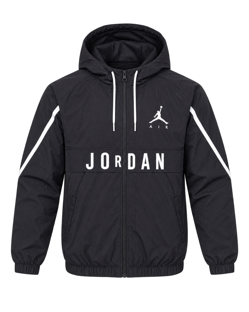 Premium Surplus Black Hooded Windbreaker Jacket