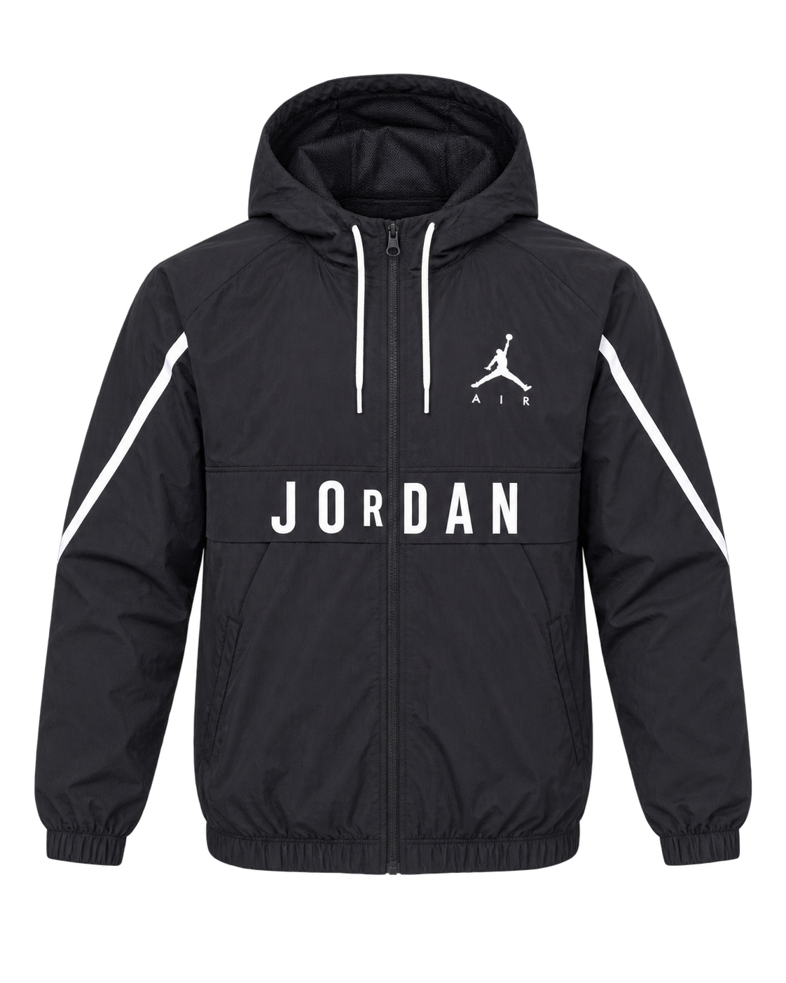 Premium Surplus Black Hooded Windbreaker Jacket