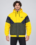 Premium Surplus Yellow Color-Block Hooded Windbreaker Jacket