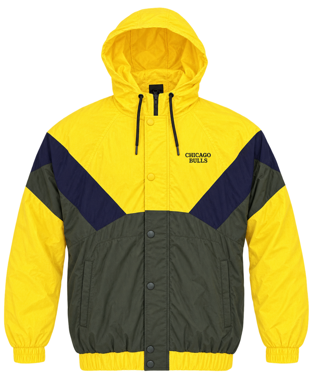 Premium Surplus Yellow Color-Block Hooded Windbreaker Jacket