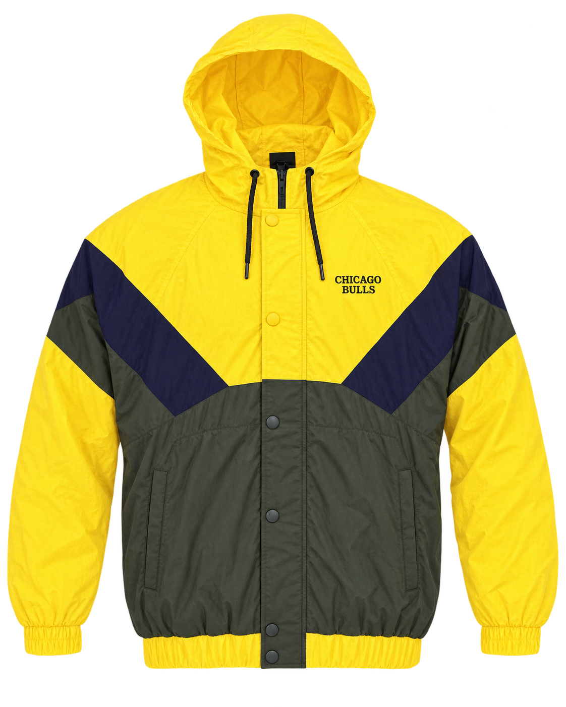 Premium Surplus Yellow Color-Block Hooded Windbreaker Jacket