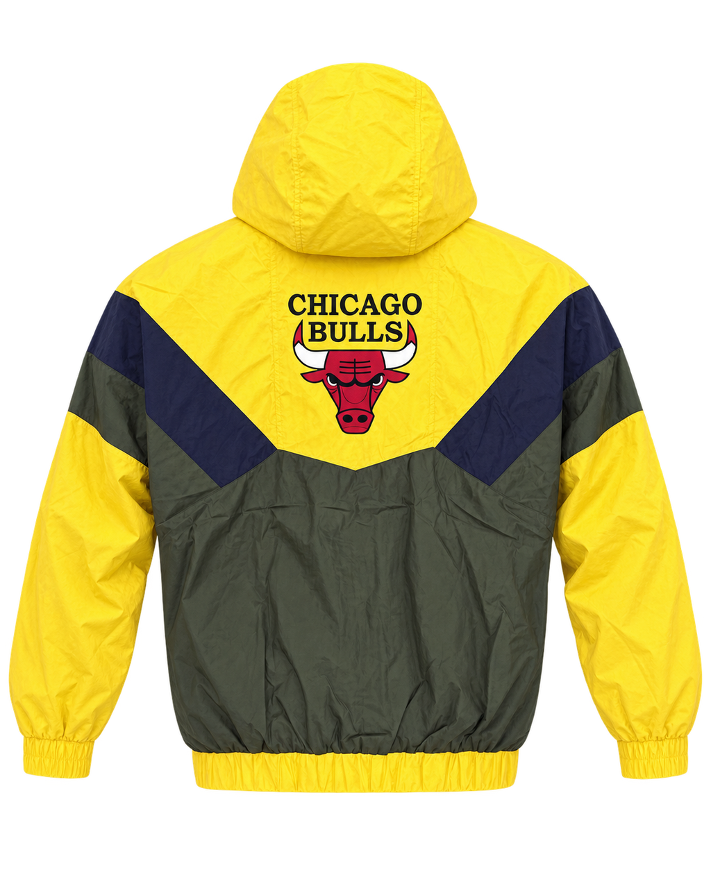 Premium Surplus Yellow Color-Block Hooded Windbreaker Jacket
