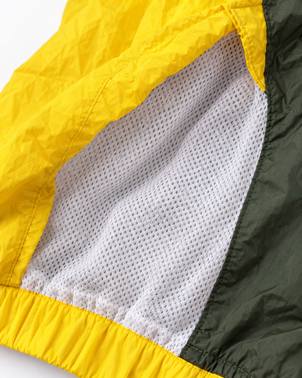 Premium Surplus Yellow Color-Block Hooded Windbreaker Jacket