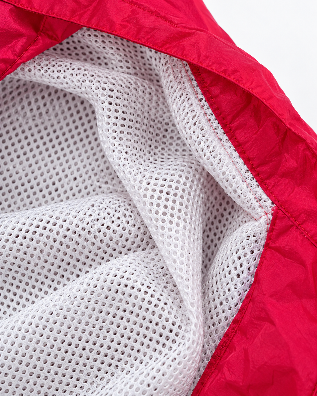 Premium Surplus Red, White & Black Color-Block Hooded Windbreaker Jacket