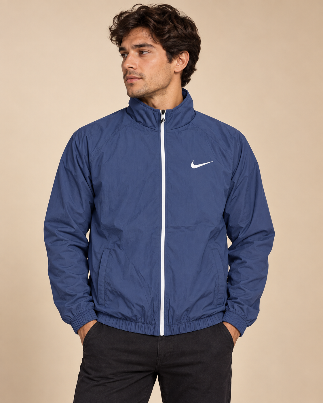 Premium Surplus Navy Blue Lightweight Windbreaker Jacket