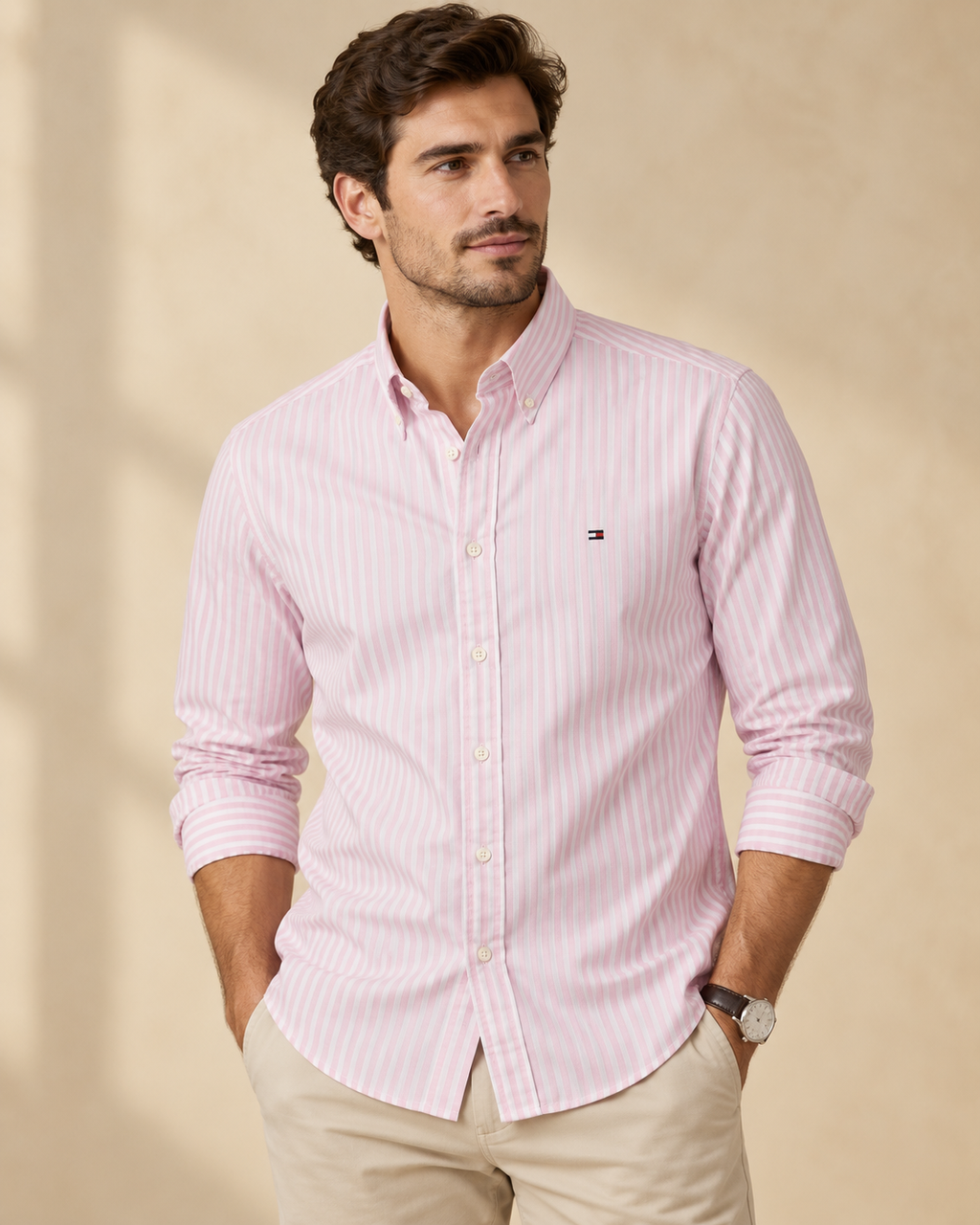 Pink Pinstripe Oxford Shirt – Classic Fit