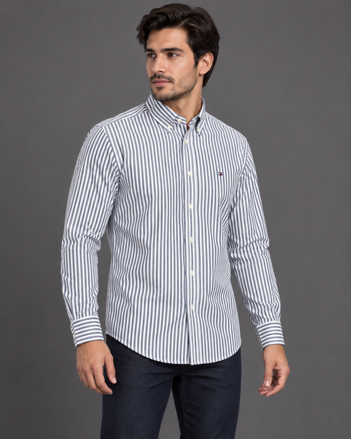Grey Stripe Oxford Shirt – Classic Fit