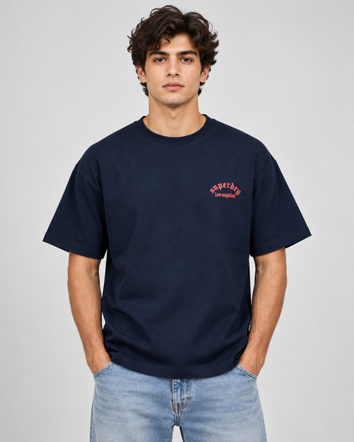 Eagle & Roses Graphic T-Shirt – Navy Blue