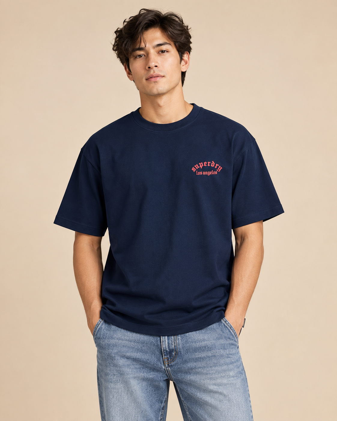 Eagle & Roses Graphic T-Shirt – Navy Blue