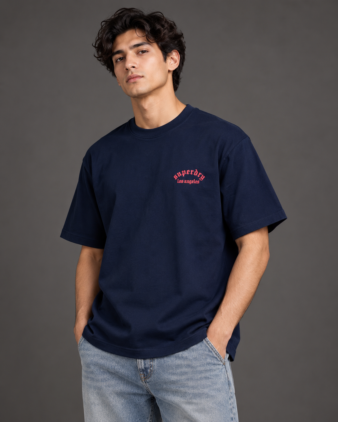 Eagle & Roses Graphic T-Shirt – Navy Blue