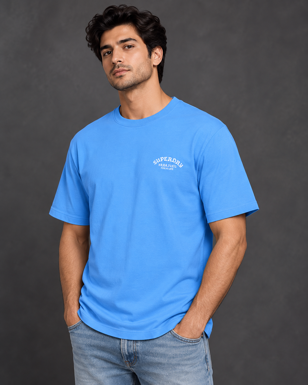 Scorpion & Roses Graphic T-Shirt – Bright Blue
