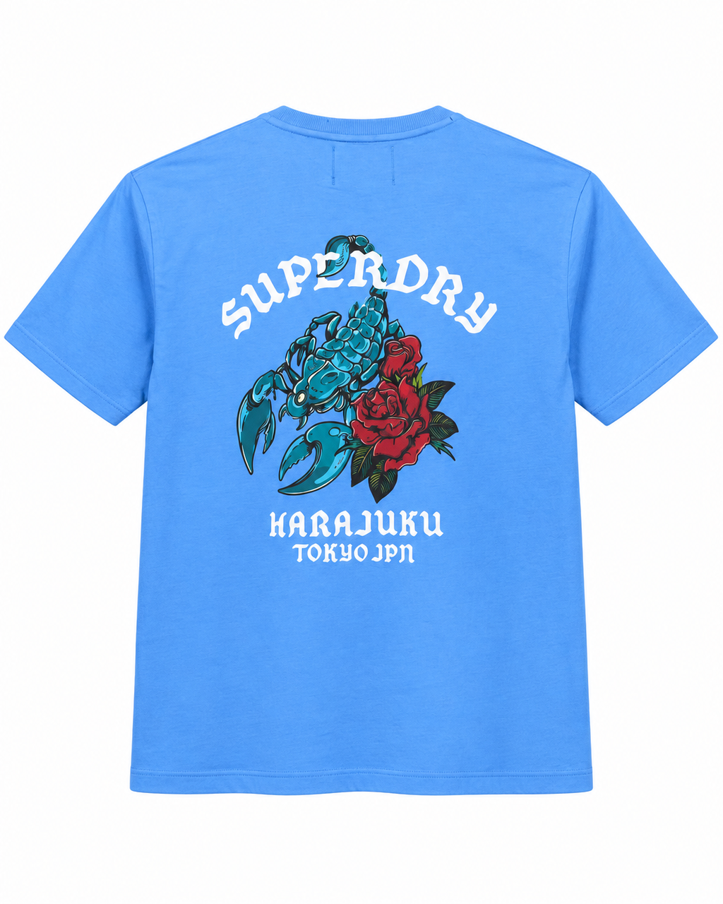 Scorpion & Roses Graphic T-Shirt – Bright Blue