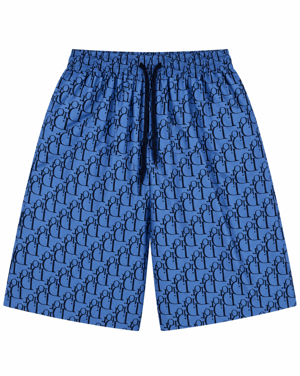 Men’s Blue Monogram Print Drawstring Shorts