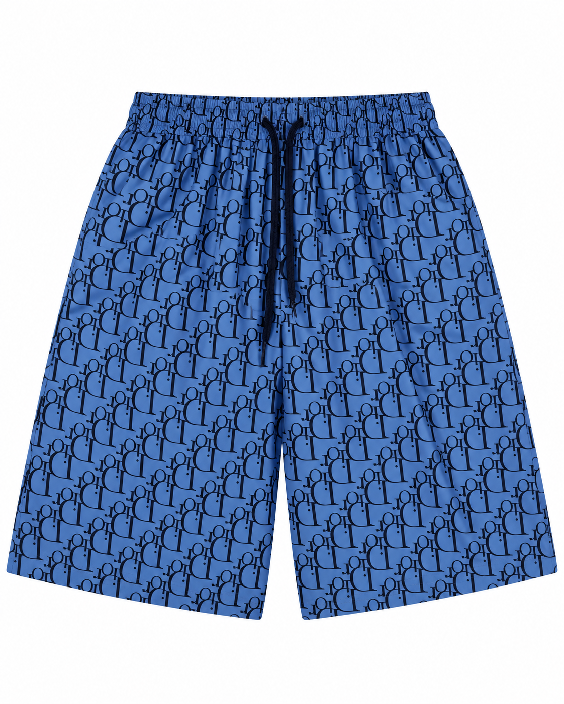 Men’s Blue Monogram Print Drawstring Shorts