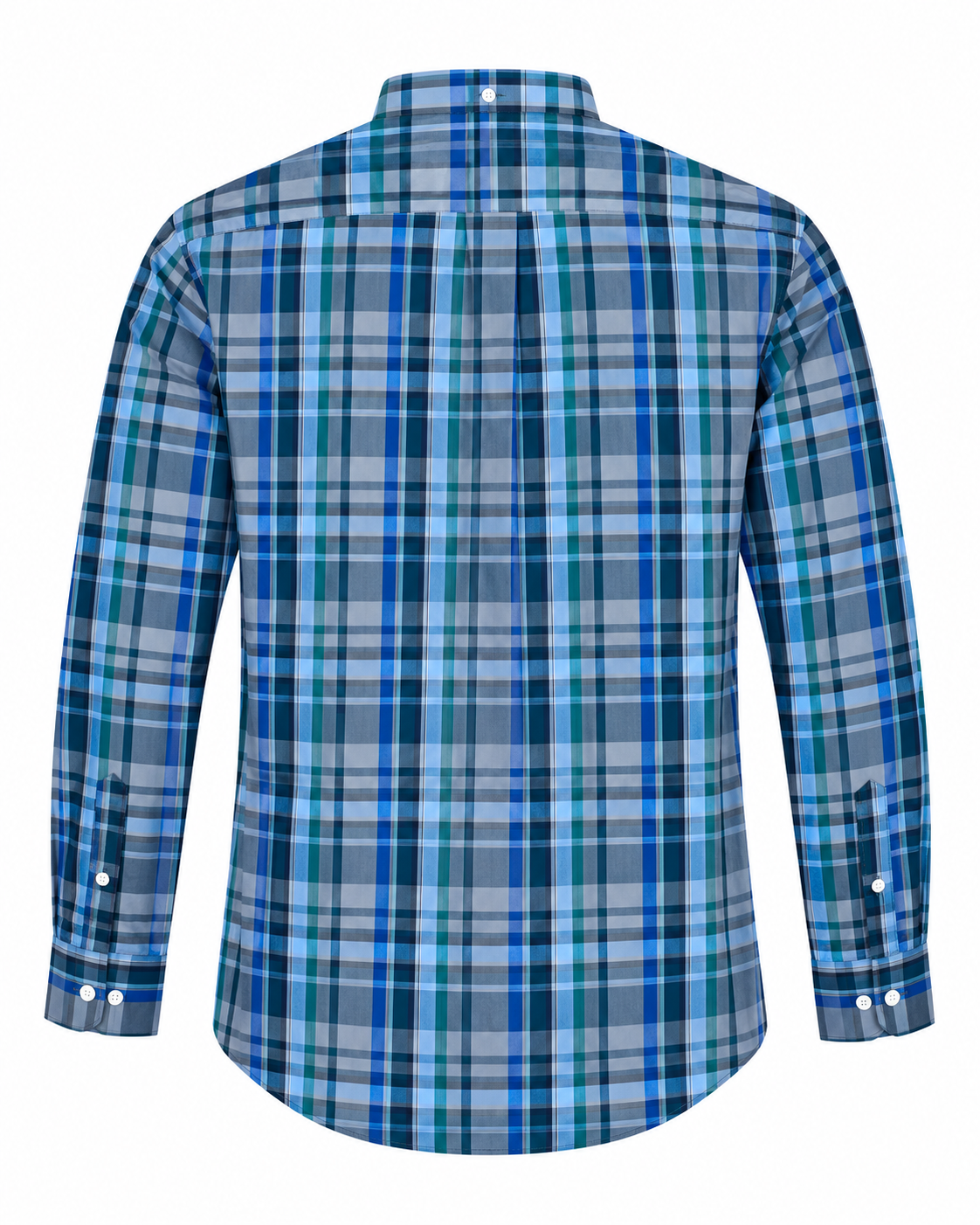Men’s Blue & Teal Plaid Button-Down Shirt
