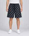 Men’s Black Monogram Print Drawstring Shorts