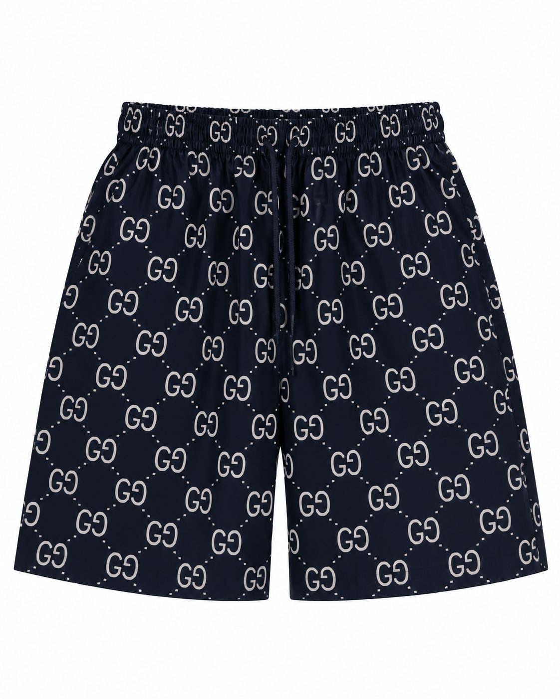 Men’s Black Monogram Print Drawstring Shorts