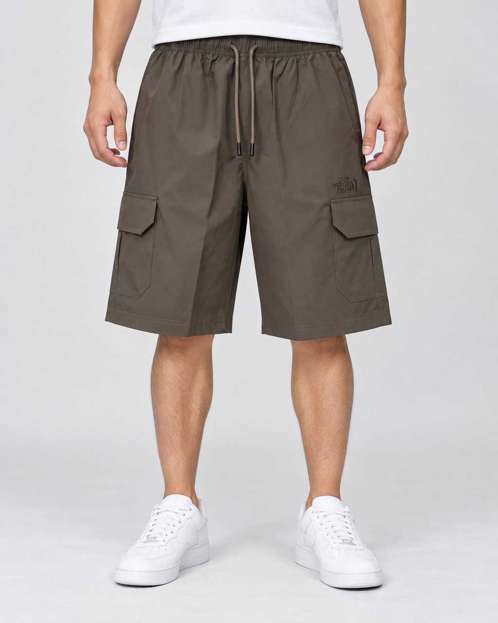 Men’s Taupe Cargo Shorts with Drawstring Waist