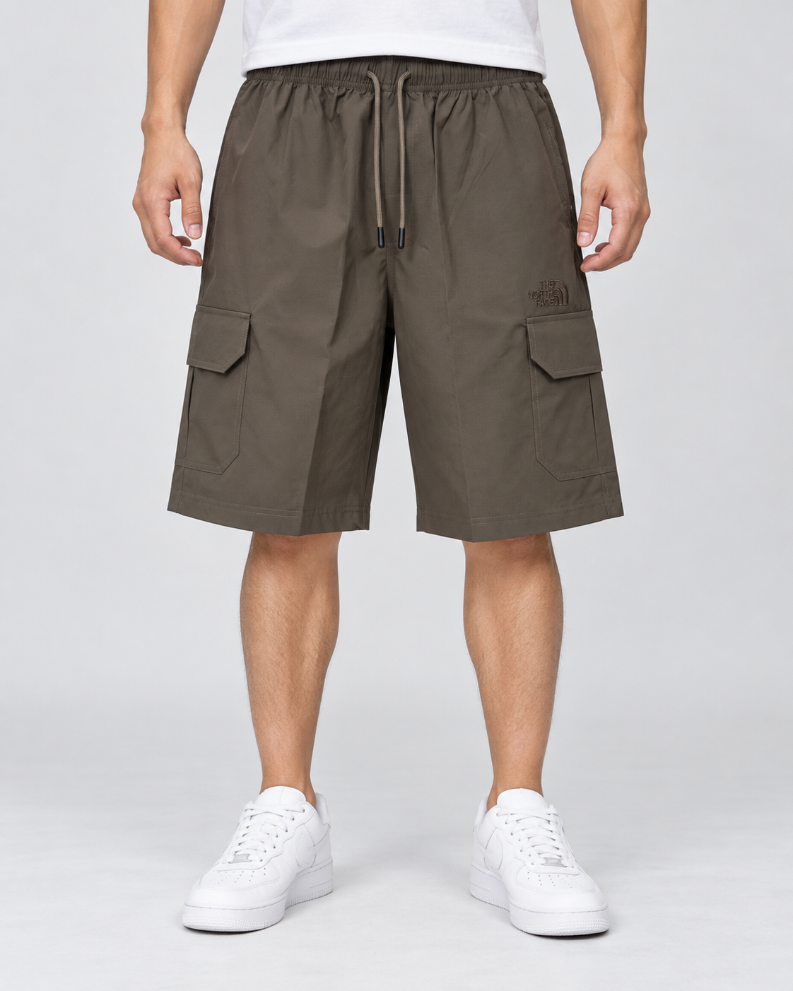 Men’s Taupe Cargo Shorts with Drawstring Waist
