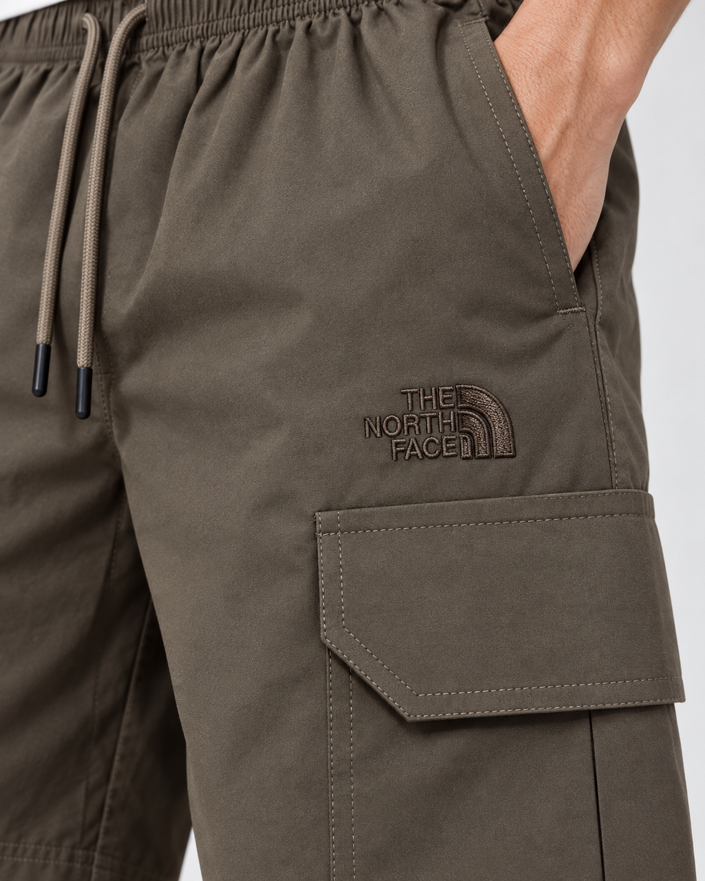 Men’s Taupe Cargo Shorts with Drawstring Waist