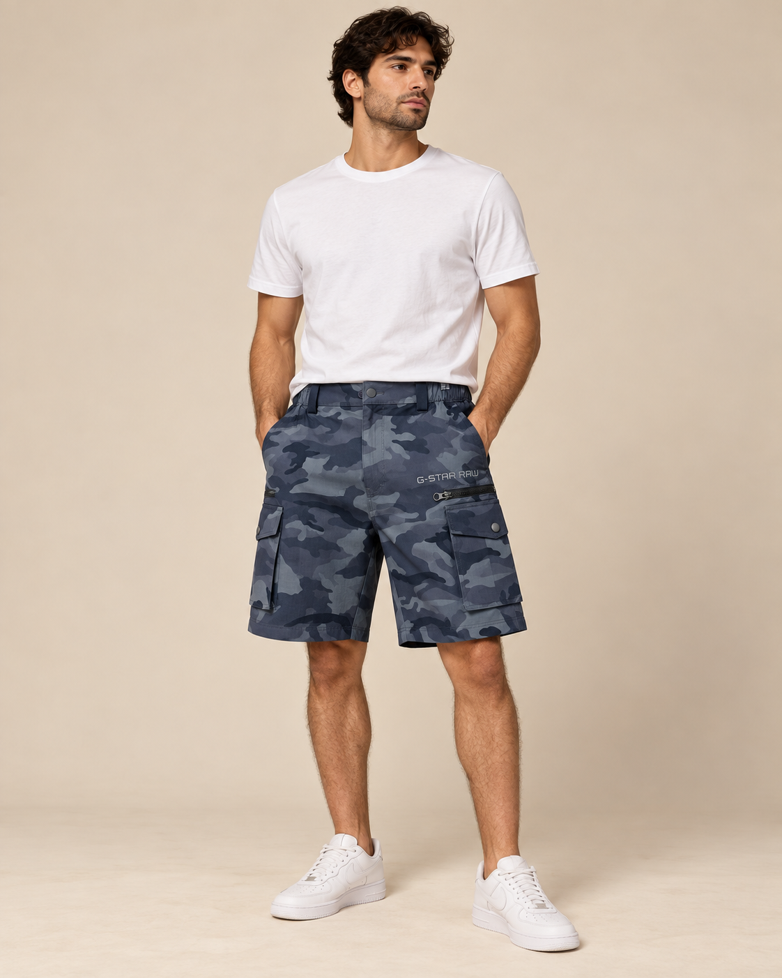 Men’s Blue Grey Camouflage Cargo Shorts