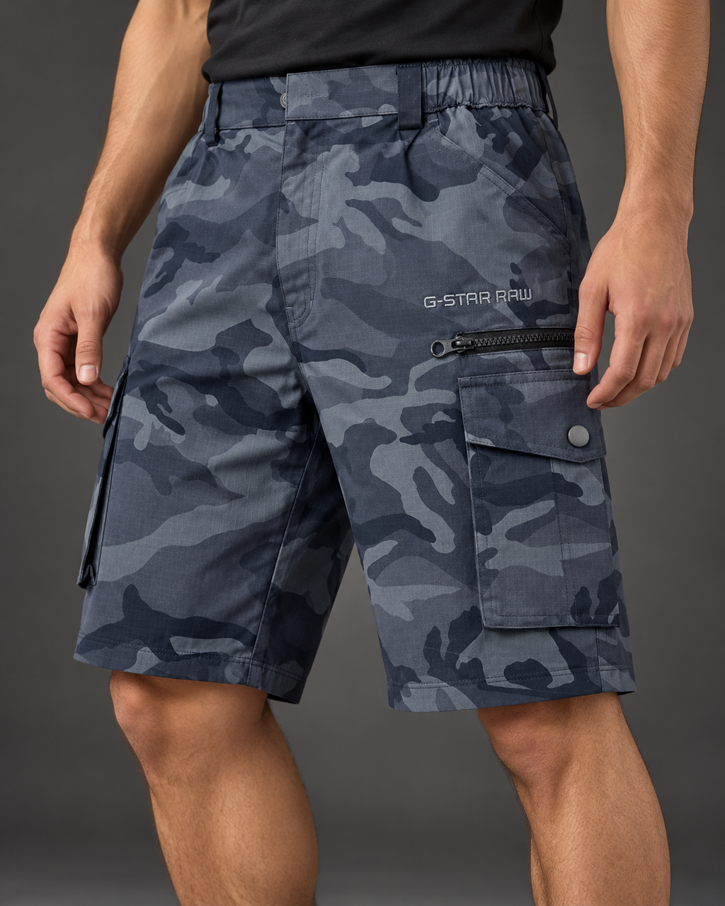 Men’s Blue Grey Camouflage Cargo Shorts
