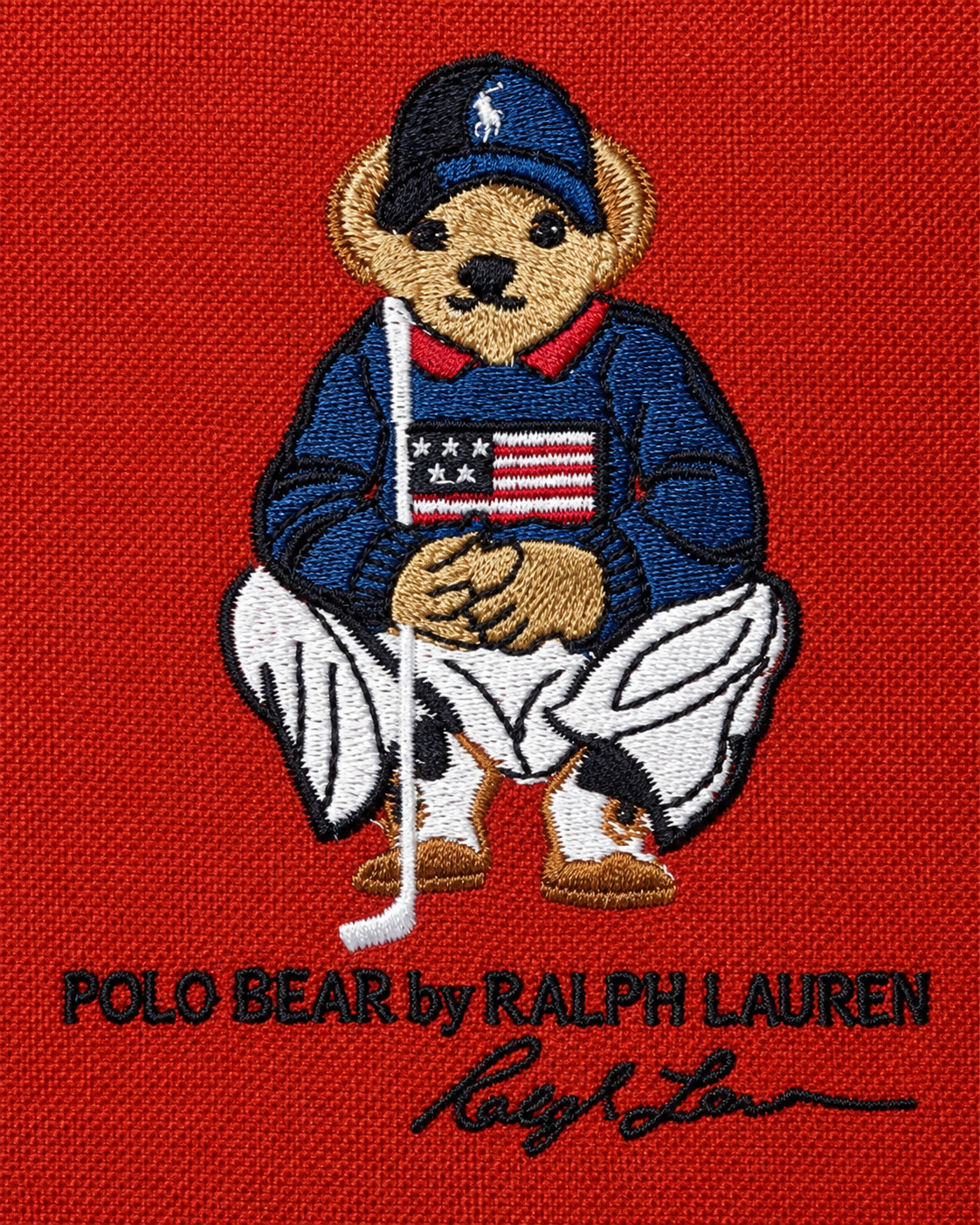 Men’s Red Bear Graphic Button-Down Shirt