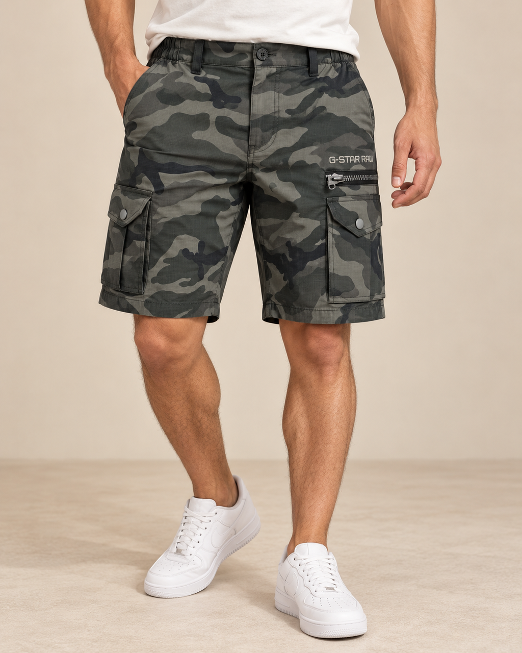 Men’s Charcoal Camouflage Cargo Shorts