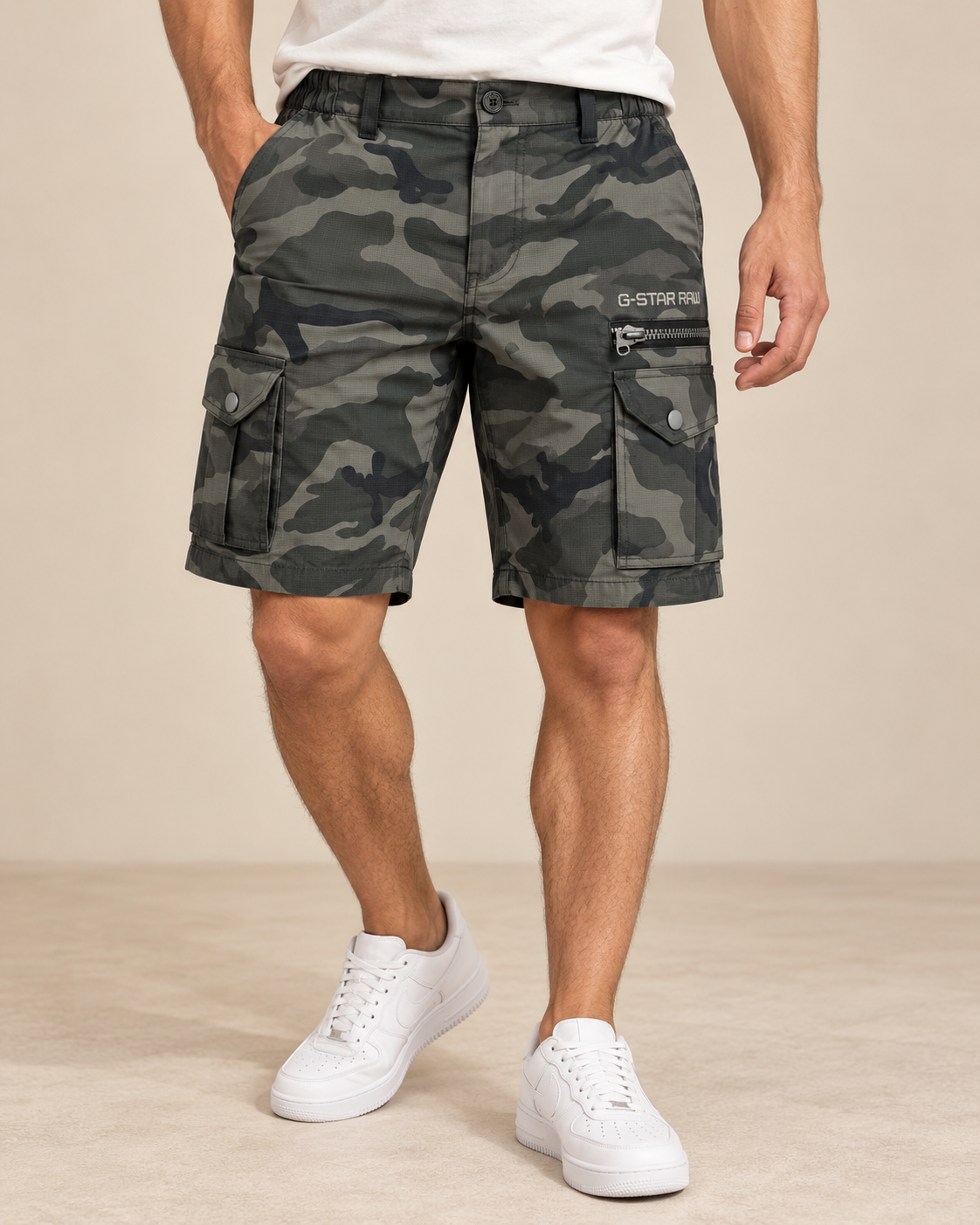 Men’s Charcoal Camouflage Cargo Shorts